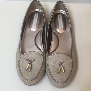 Dana Buchman gold loafers